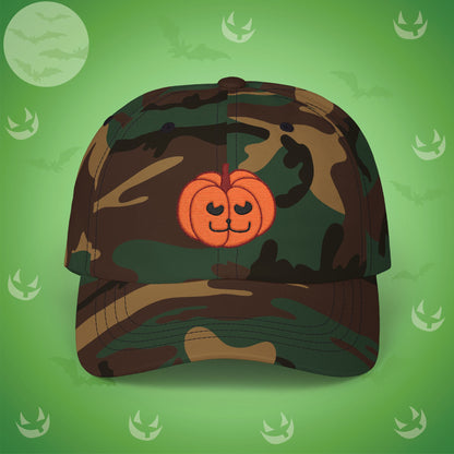 Embroidered Jackolantern Cat Face Halloween Pumpkin Dad Cap Unisex