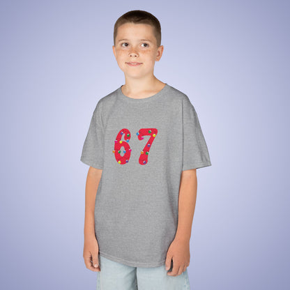 Christmas Lights Red 67 Tee Fun Trending Kids Cotton T Shirt Six Seven Youth