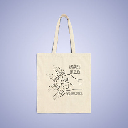 Personalized Best Dad Fathers Day Natural Cotton Canvas Tote Bag