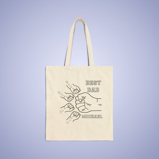 Personalized Best Dad Fathers Day Natural Cotton Canvas Tote Bag