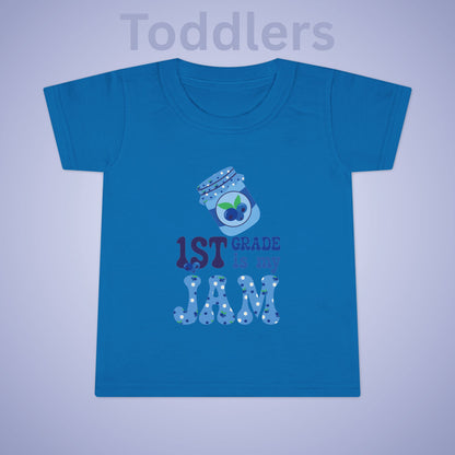 First Grade is my Jam Blueberry Kids Cotton T Shirt Back To School Toddler