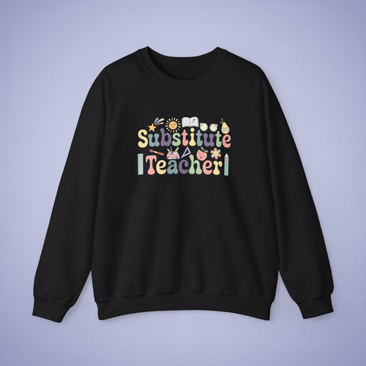 Substitute Teacher Crewneck Sweatshirt Retro Unisex Back to School