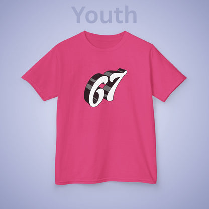 White Word Art 67 Tee Fun Trending Kids Cotton T Shirt Six Seven Youth