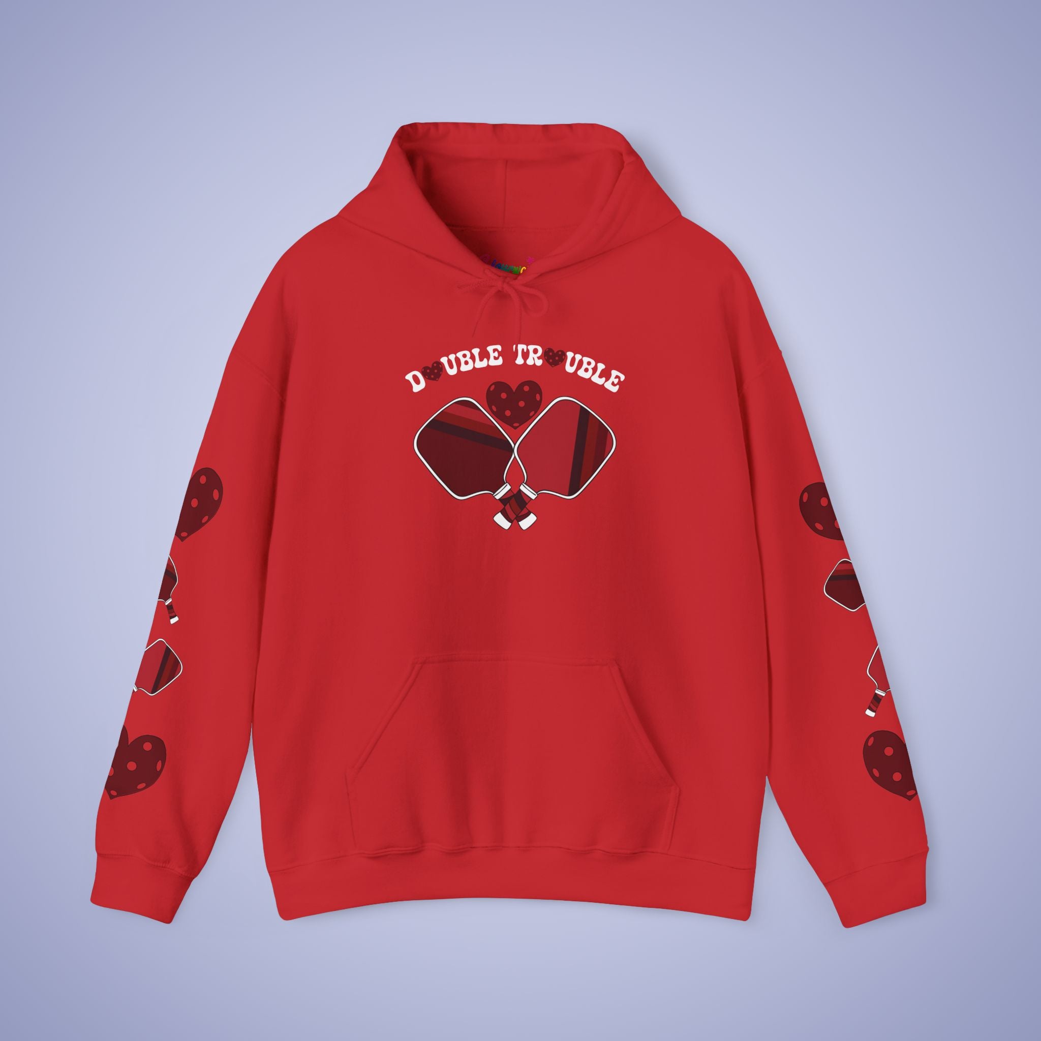 Double Trouble Pickleball Hoodie | Couple Matching Pickleball Lover Gift Dark Crimson Version