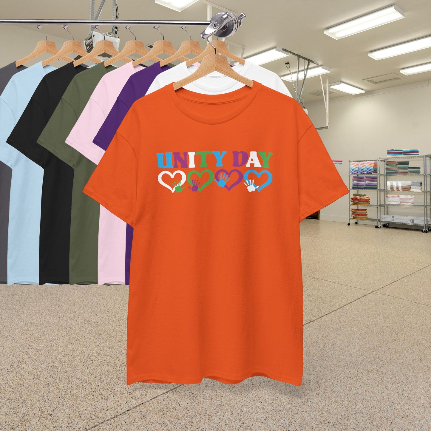 Hearts and Hands Orange Unity Day Teachers T Shirt Unisex