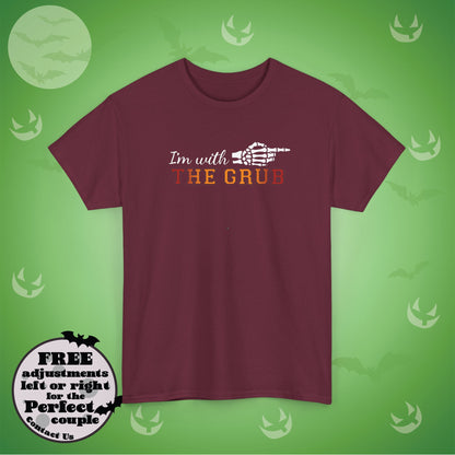Im With THE GRUB Couple Matching T-Shirt | Skeleton Halloween Design