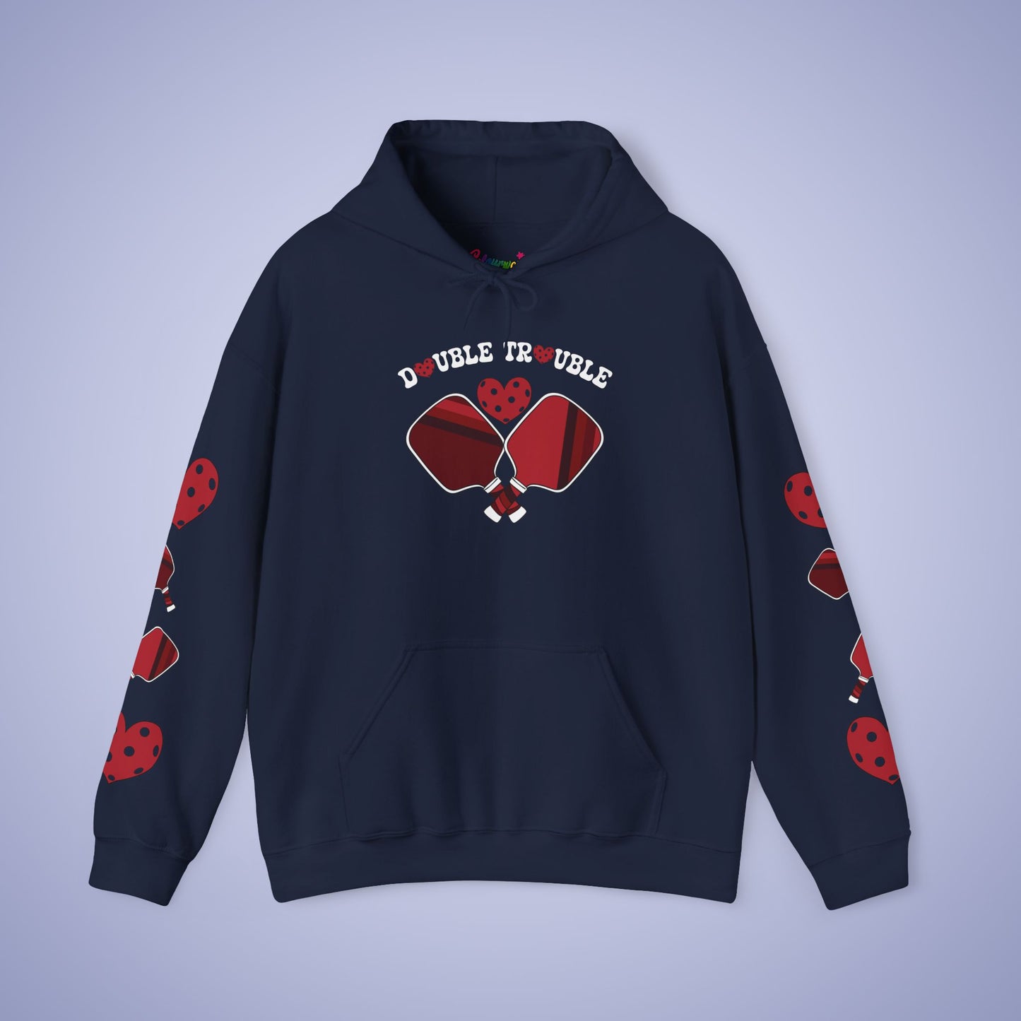 Double Trouble Pickleball Hoodie Couple Matching Team Red Graphic Design