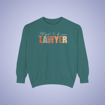 Blessed to be Your Lawyer Thanksgiving Patterned Word Art Comfort Sweatshirt Unisex