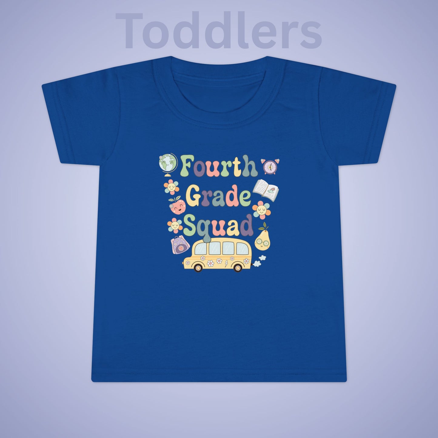 Fourth Grade Squad Fun Retro Kids Cotton T Shirt Back To School Toddler