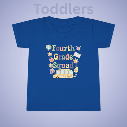 Fourth Grade Squad Fun Retro Kids Cotton T Shirt Back To School Toddler