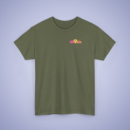 Pickleball Pocket Design T Shirt Coloured Graphic Design