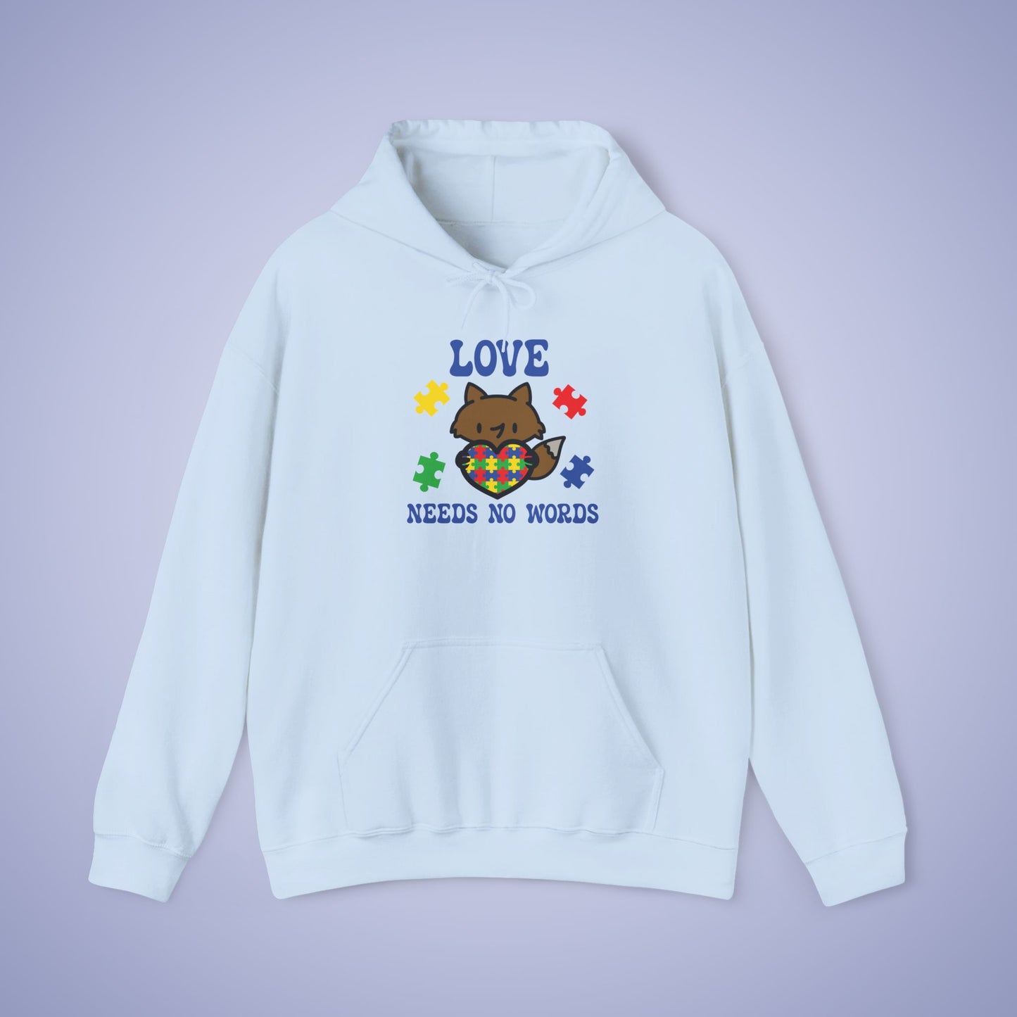 Love Needs No Words Fox Lover Graphic Autism Awareness Hoodie Unisex