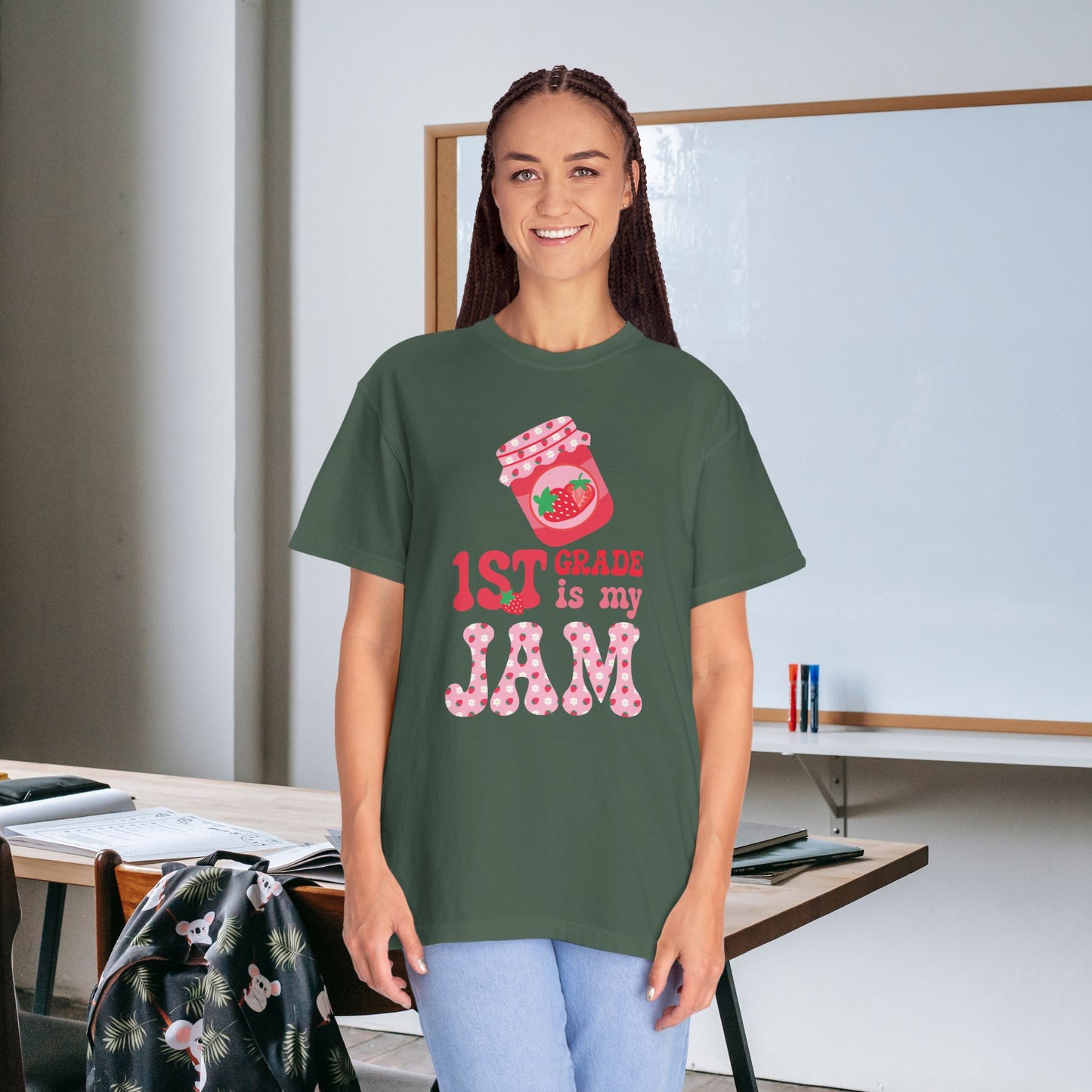 First Grade is my Jam Strawberry Teacher T Shirt Comfort Colors Unisex Back to School