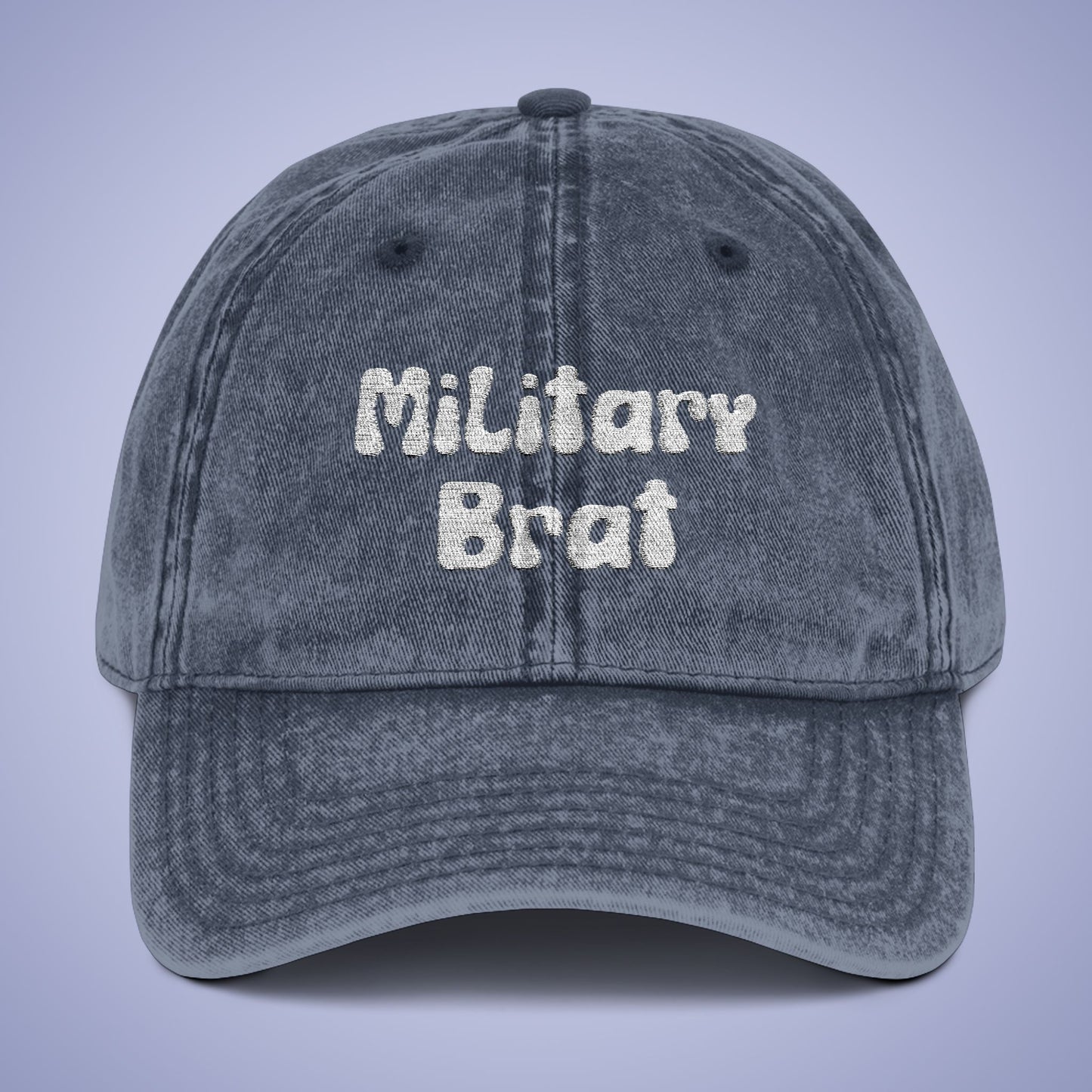 Vintage Military Brat Cap - Comfortable Embroidered Hat for Active Families