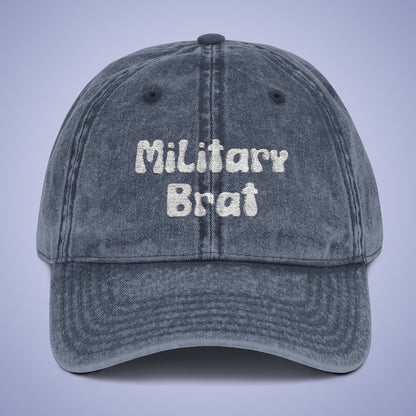 Vintage Military Brat Cap - Comfortable Embroidered Hat for Active Families