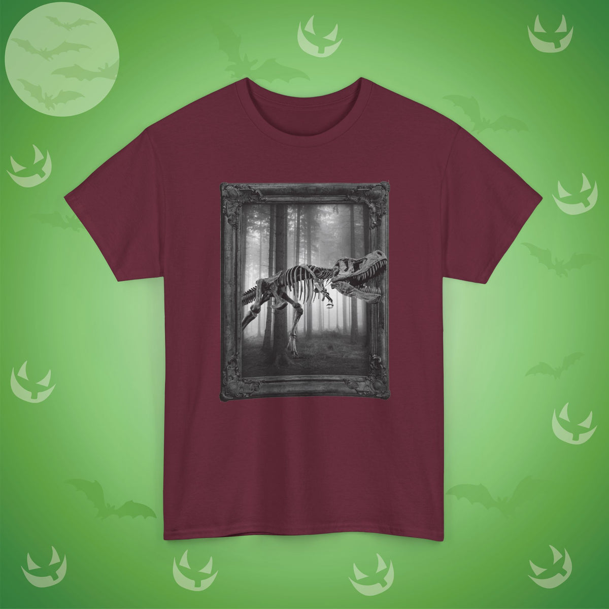 Stalking Skeletal T-Rex Halloween T-Shirt | Dinosaur Photographic Design