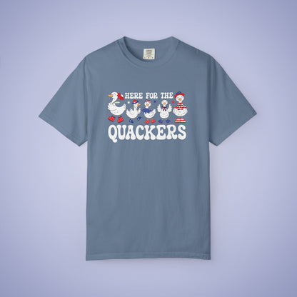 Here for the Quackers Duck Lover July 4th Comfort Colors Funny T Shirt Unisex