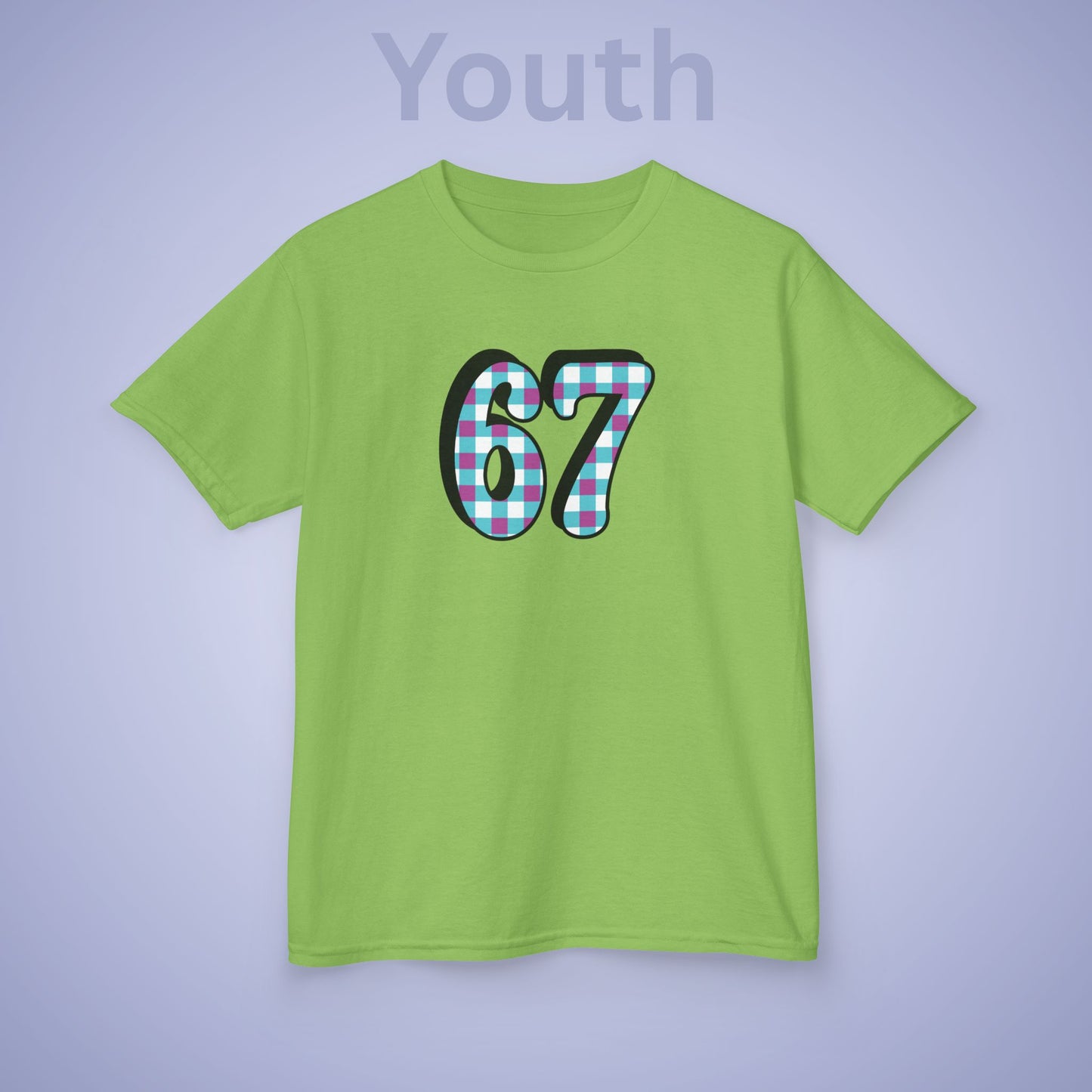 Checkered Pattern 67 Tee Fun Trending Kids Cotton T Shirt Six Seven Youth