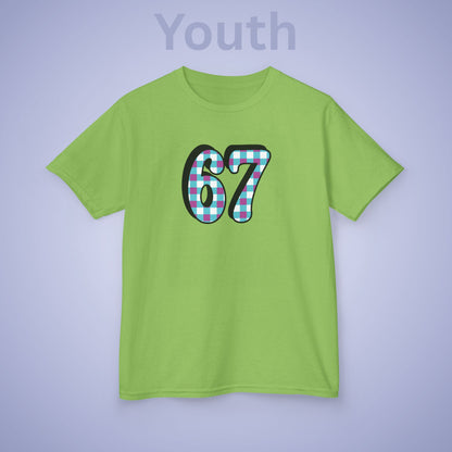 Checkered Pattern 67 Tee Fun Trending Kids Cotton T Shirt Six Seven Youth