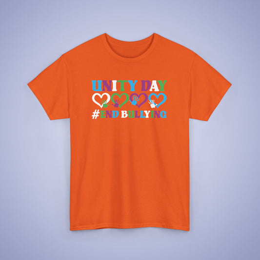 End Bullying Hearts and Hands Orange Unity Day Teachers T Shirt Unisex