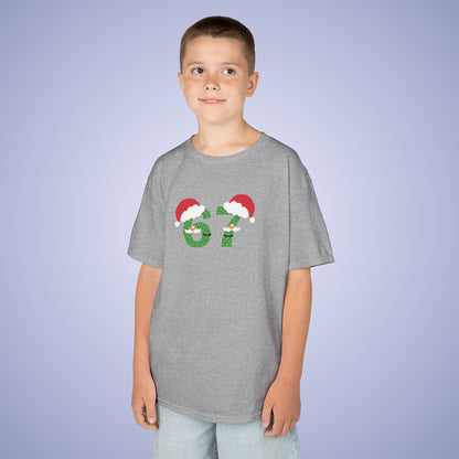 Santa Patterned Text Christmas 67 Tee Fun Trending Kids Cotton T Shirt Six Seven Youth