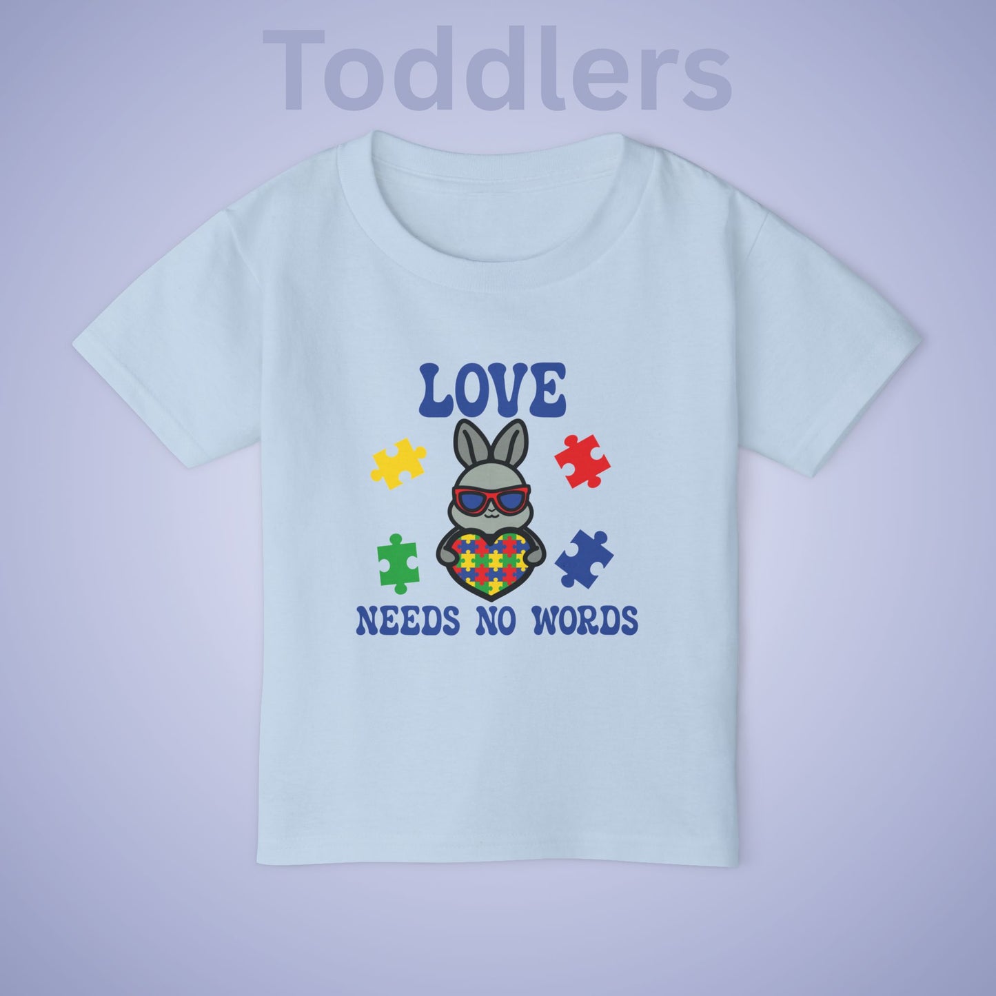 Love Needs No Words Rabbit Graphic Autism Awareness Cotton Toddler T Shirt
