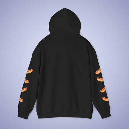 Im Just Here for the Hot Dogs Sleeve Print Hoodie | Hot Dog Lover Gift White