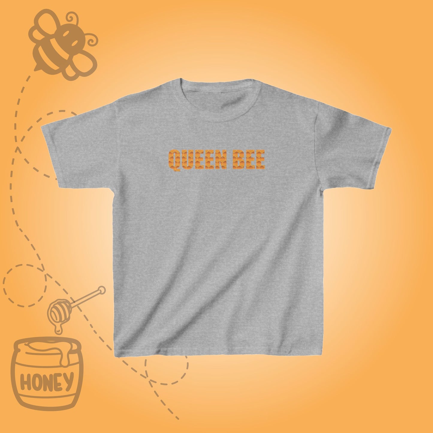 Queen Bee Sweet As Honey  Honeycomb Word Art Design Kids Tshirt