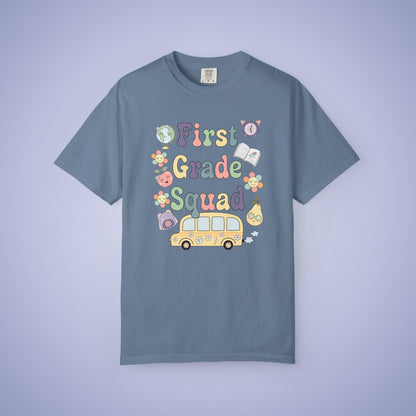 First Grade Squad Retro Fun Teacher T Shirt Comfort Colors Unisex Back to School
