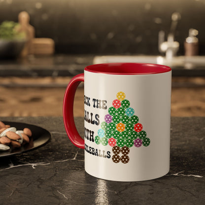 Deck the Halls with Pickleballs Pickleball Mug | Christmas Pickleball Gift Mug