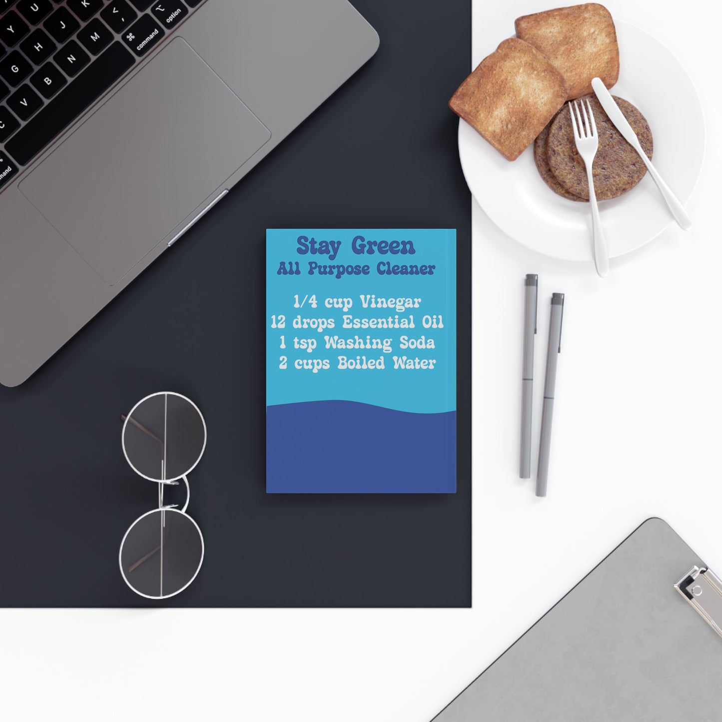 Keep Clean Stay Green Earth Day Hard Backed Recipe Notebook