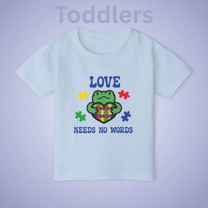 Love Needs No Words Frog Graphic Autism Awareness Cotton Toddler T Shirt
