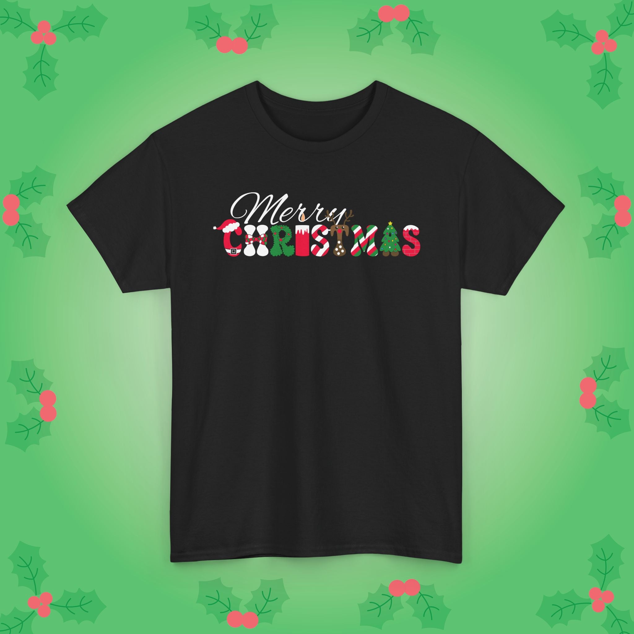 Merry Christmas Word Art Unisex T Shirt