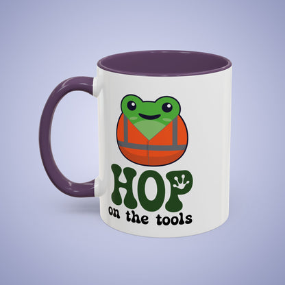 Hop On the Tools Labourer Frog Lover Gift Coffee Mug Ceramic