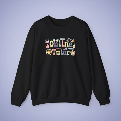 Online Tutor Teacher Crewneck Sweatshirt Retro Unisex Back to School