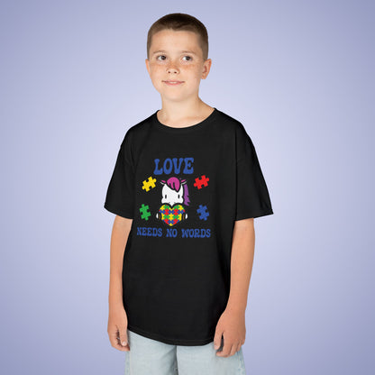 Love Needs No Words Unicorn Graphic Autism Awareness Cotton Youth T Shirt