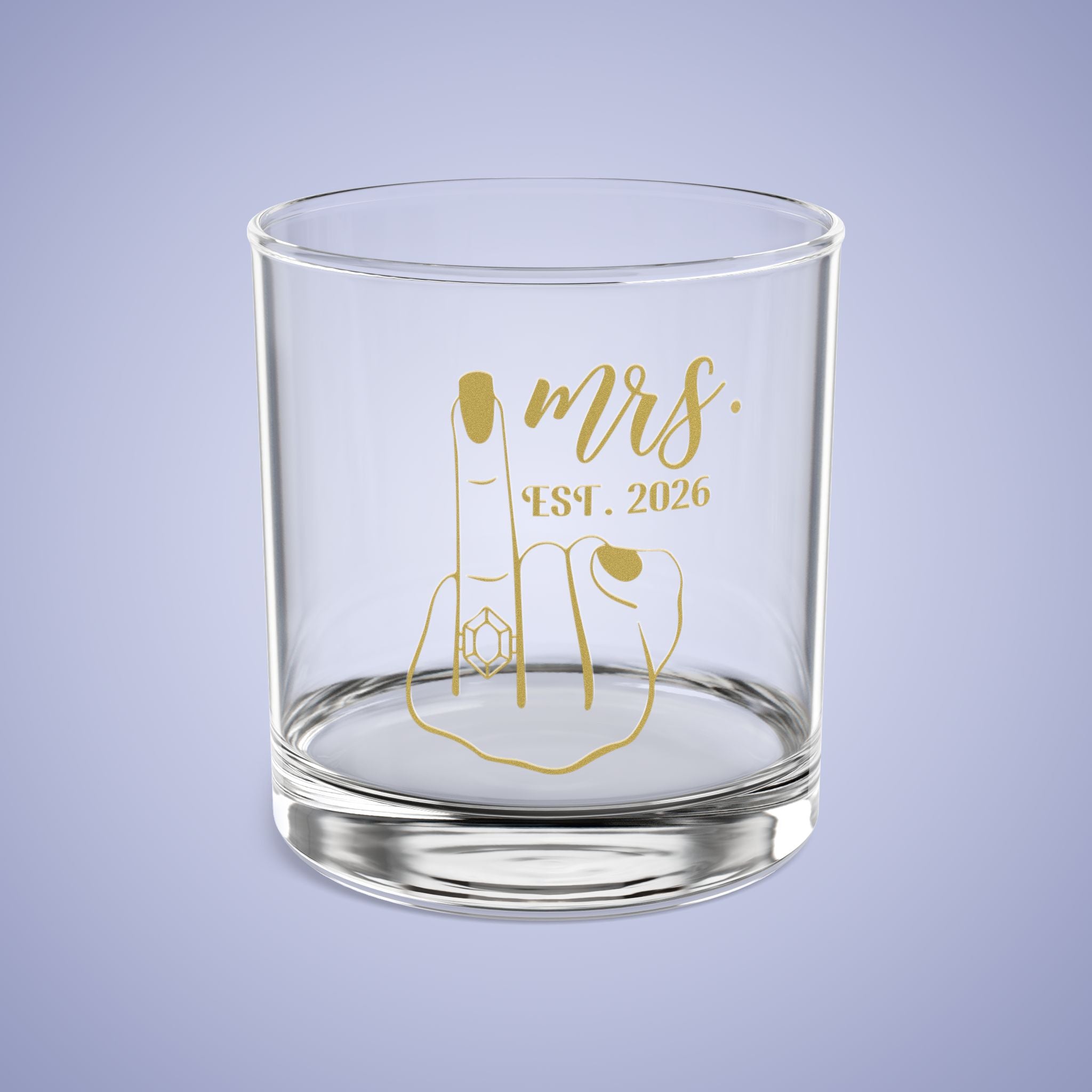 MRS Est 2026 Personalized Engagement Rocks Glass Gold