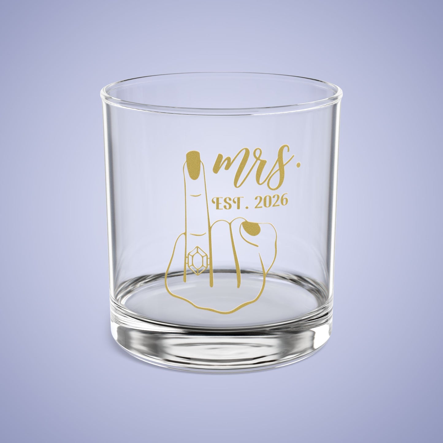 MRS Est 2026 Personalized Engagement Rocks Glass Gold