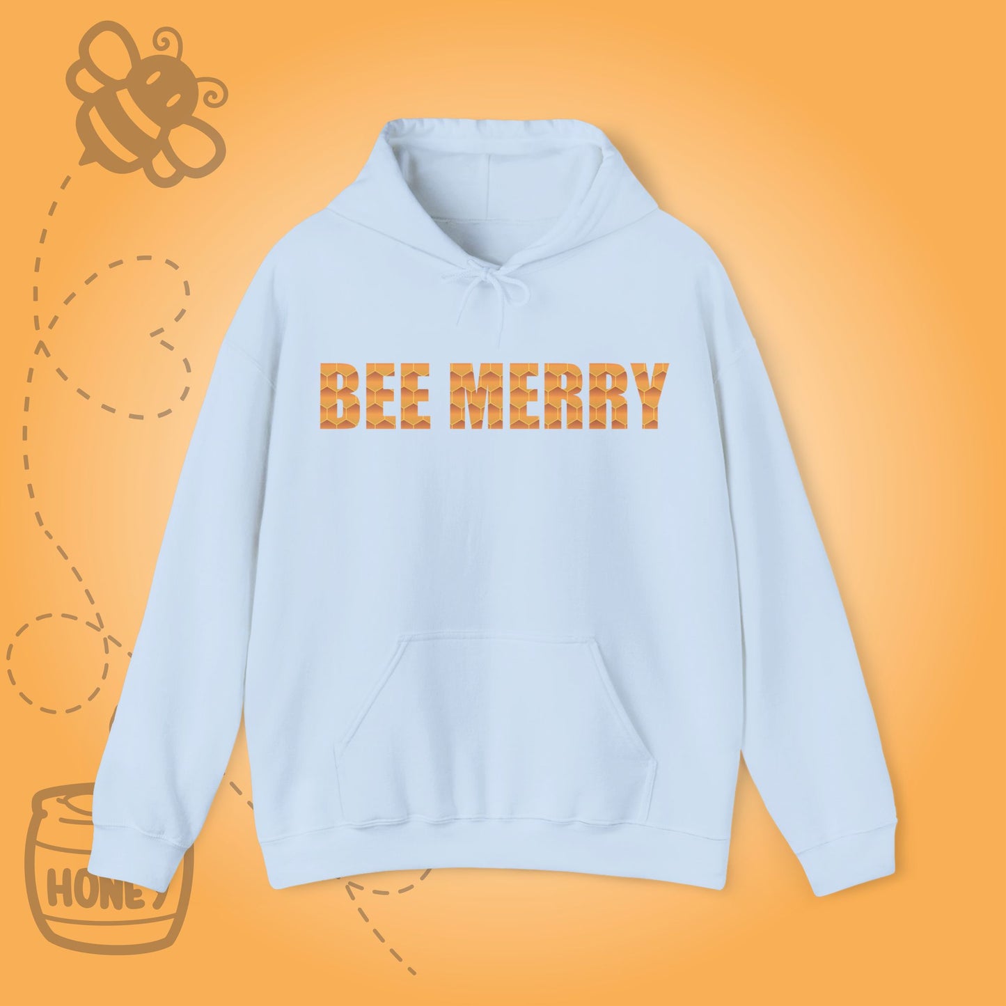 Bee Merry Sweet As Honey Honeycomb Word Art Design Hoodie Sweatshirt