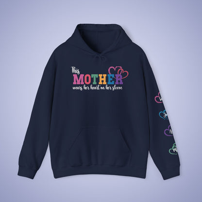This Mother Wears her Heart on her Sleeve Unisex Hoodie Personalized