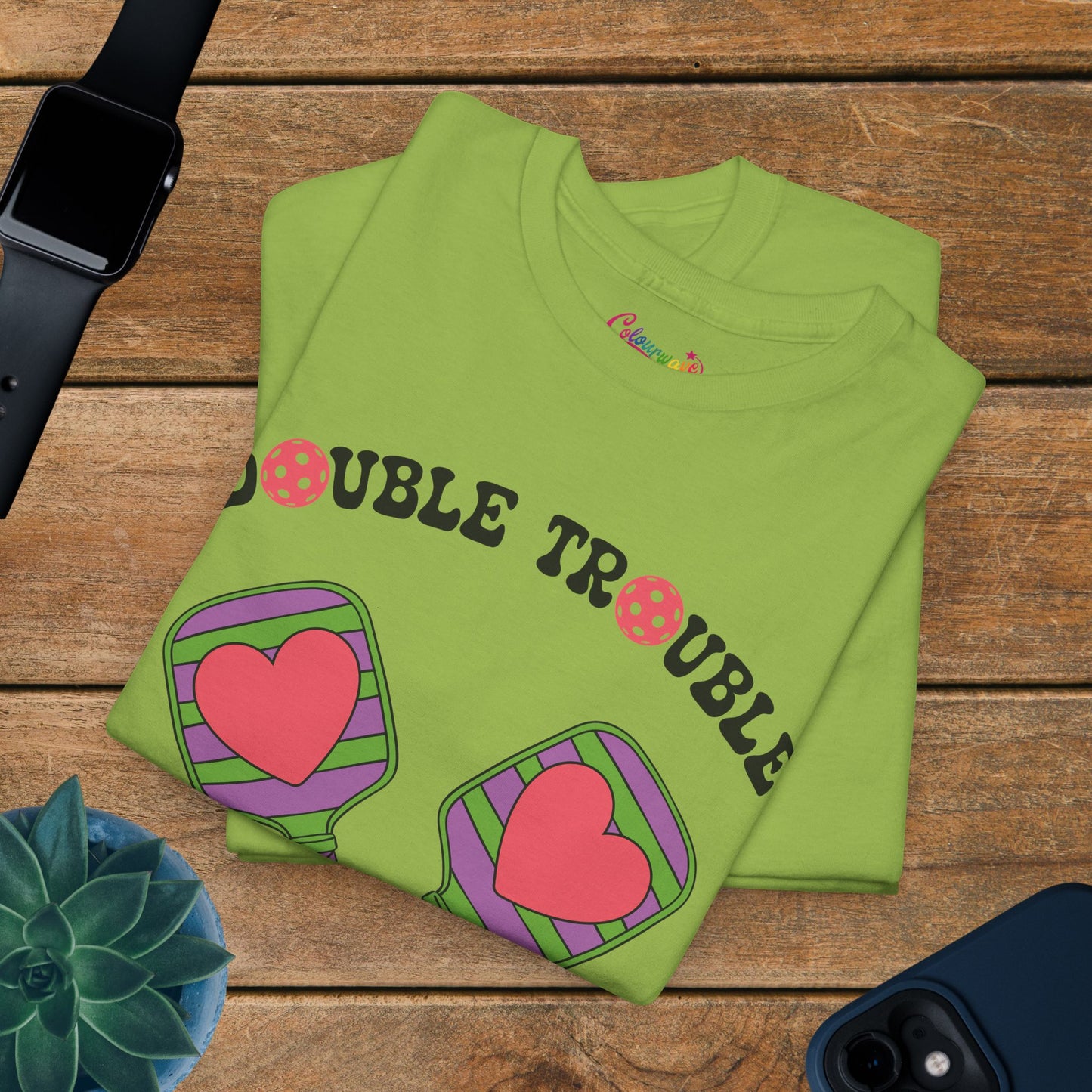 Double Trouble Pickleball Couple Team Tee Graphic Design T Shirt