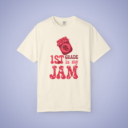 First Grade is my Jam Raspberry Teacher T Shirt Comfort Colors Unisex Back to School
