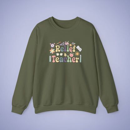 Relief Teacher Crewneck Sweatshirt Retro Unisex Back to School