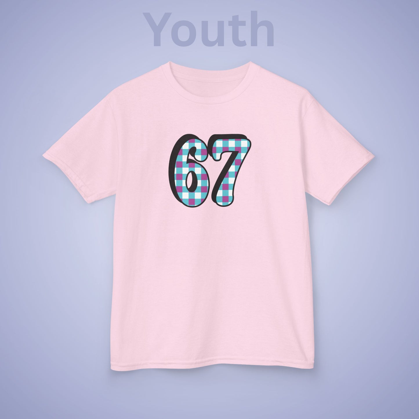 Checkered Pattern 67 Tee Fun Trending Kids Cotton T Shirt Six Seven Youth