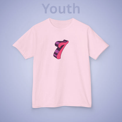 Pink Word Art 7 Tee Fun Trending Kids Cotton T Shirt Six Seven Youth