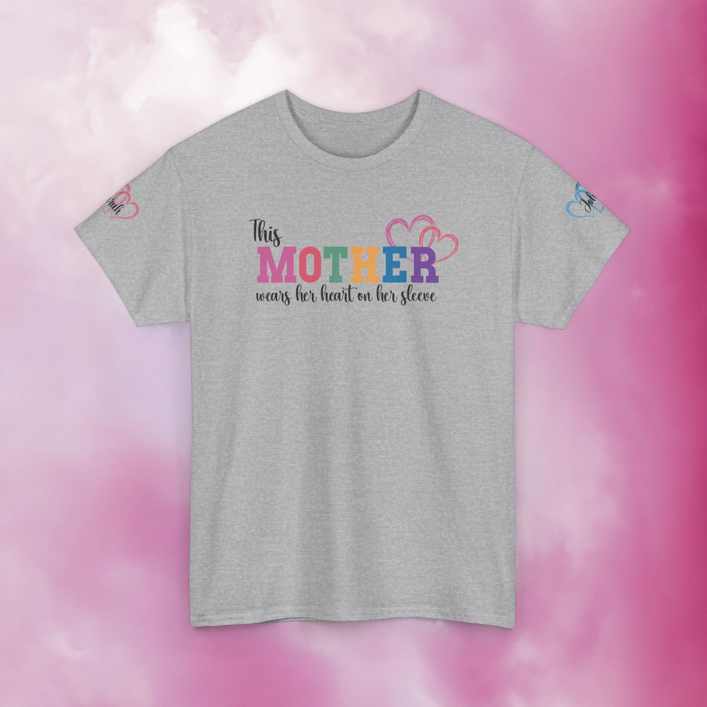 This Mother Wears Her Heart on Her Sleeve Personalized Mothers Day Gift T Shirt