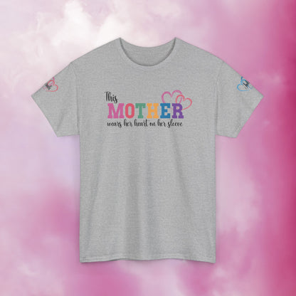 This Mother Wears Her Heart on Her Sleeve Personalized Mothers Day Gift T Shirt
