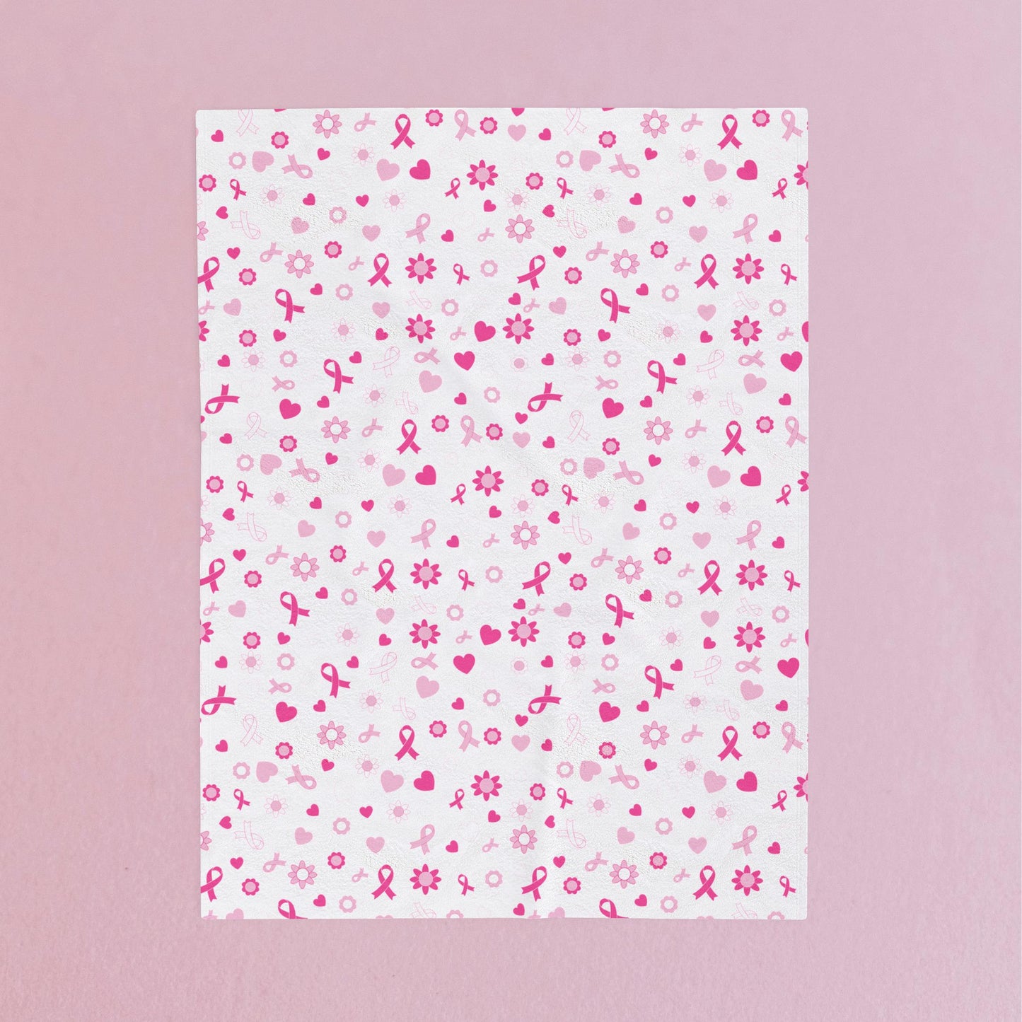 Breast Cancer Awareness White Velveteen Plush Blanket 3 Sizes Chemotherapy Gift