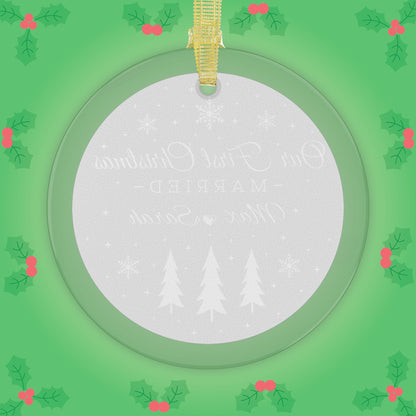 Our First Christmas Married Newlywed Personalized Glass Ornament Gift