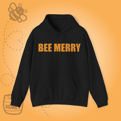 Bee Merry Sweet As Honey Honeycomb Word Art Design Hoodie Sweatshirt